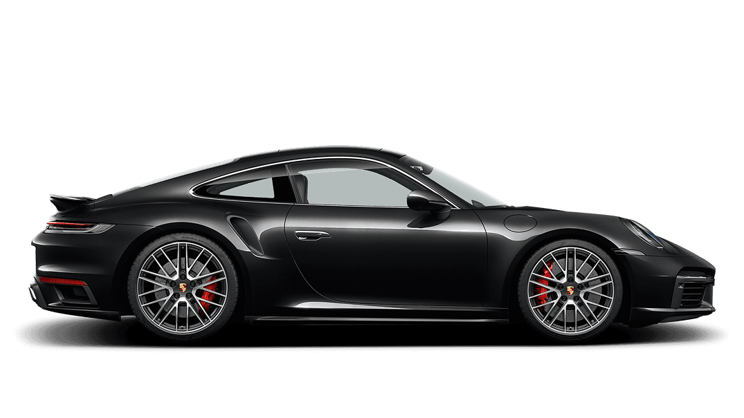 Czarne Porsche 911 z profilu na czarnym tle studia